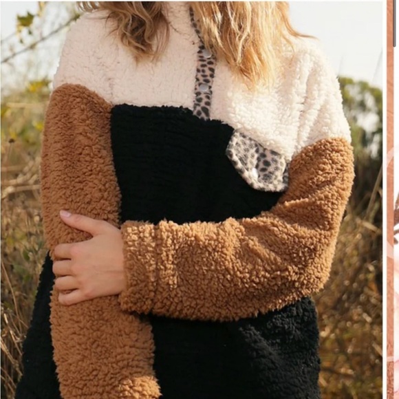 Thread & Supply Teddy Sherpa Colorblock Pullover Size Small - Picture 11 of 11